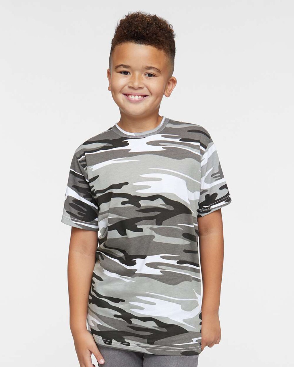 Youth Camouflage Crewneck Short Sleeve T-Shirt for School & Active Play Wear